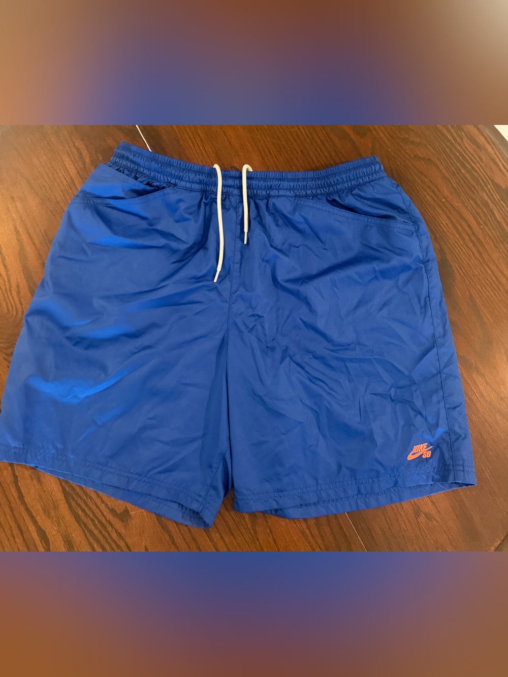Nike Royal Blue Swim Trunks with White Drawstring